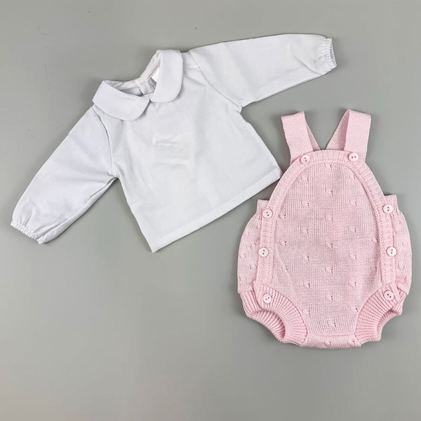 Baby Girls Knitted Romper & Shirt Outfit- Pink - Pex