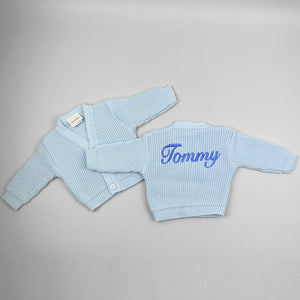 personalised baby boys knitted cardigan