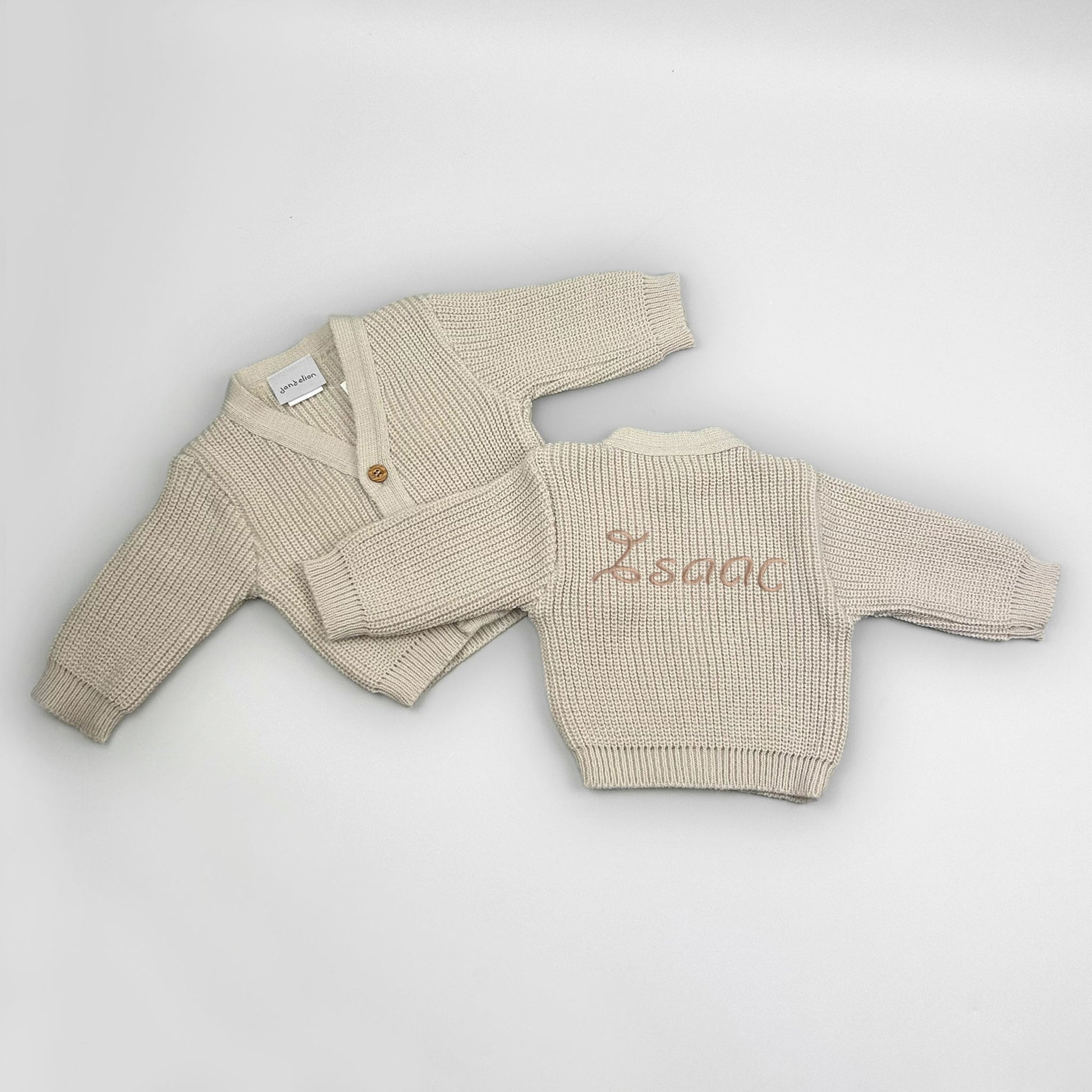 personalsied beige baby cardigan