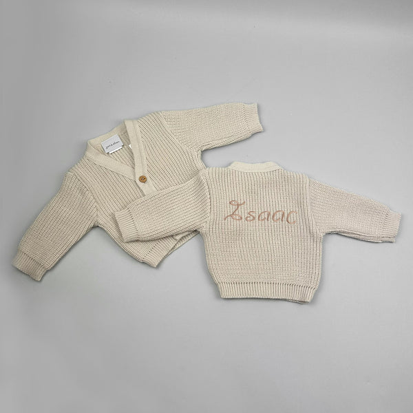 personalsied beige baby cardigan