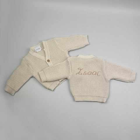 personalsied beige baby cardigan