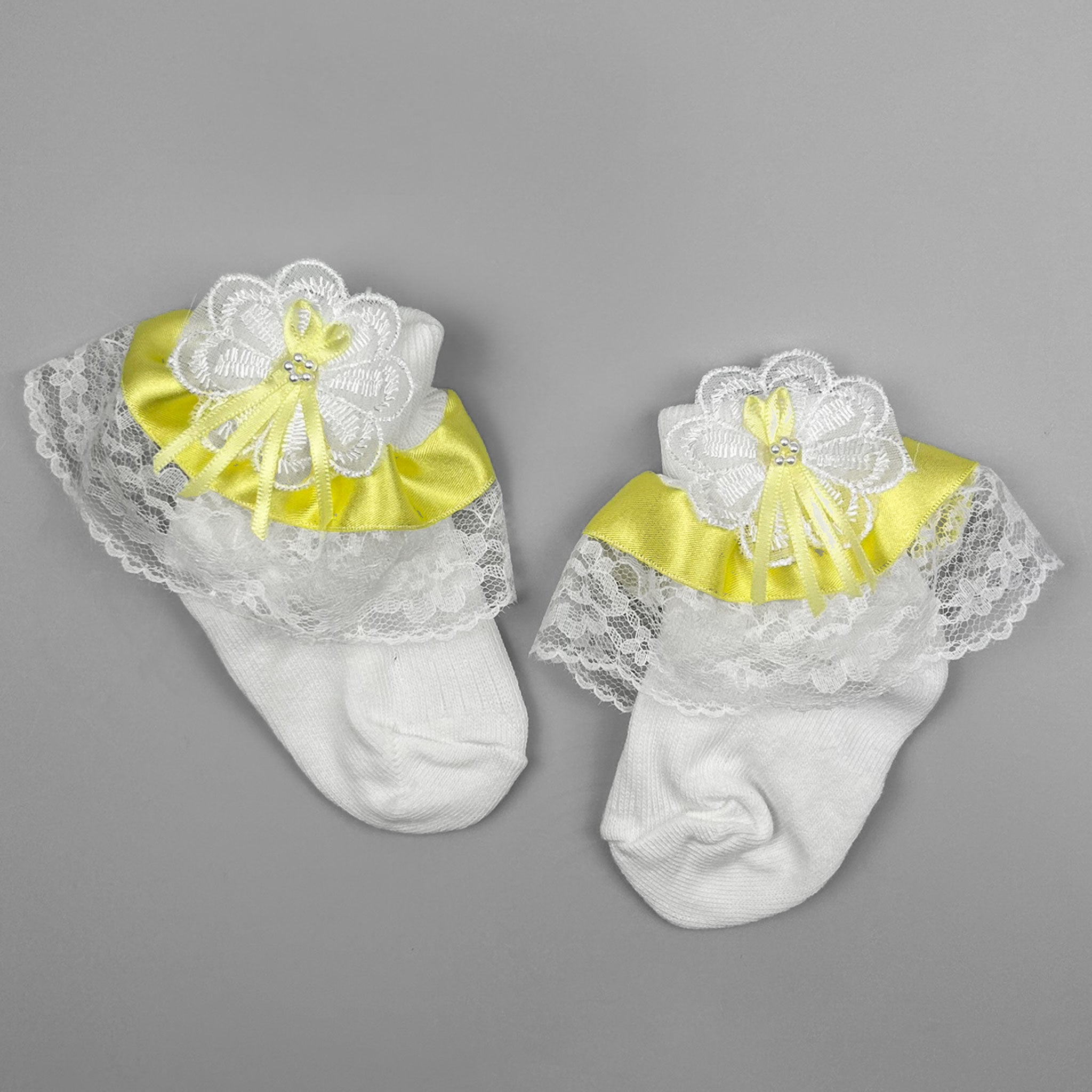 baby girls lemon and white socks