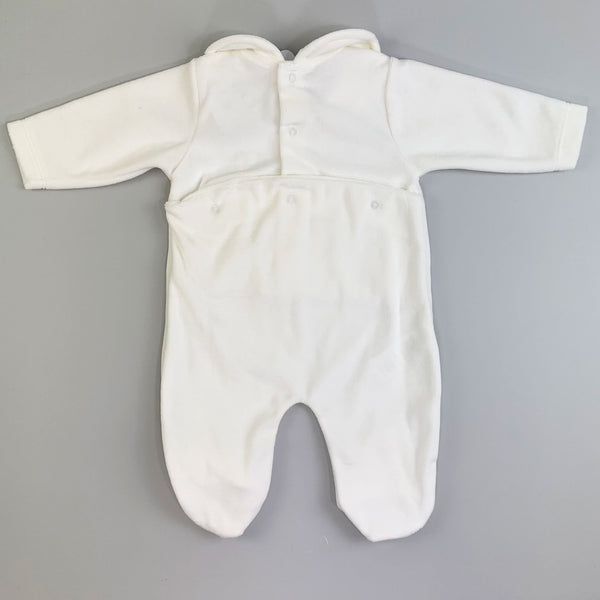 Baby Boys Velour Sleepsuit - White - Calamaro 33031