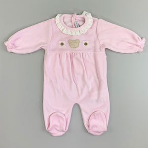 Baby Girls Velour Sleepsuit - Pink - Calamaro 33030