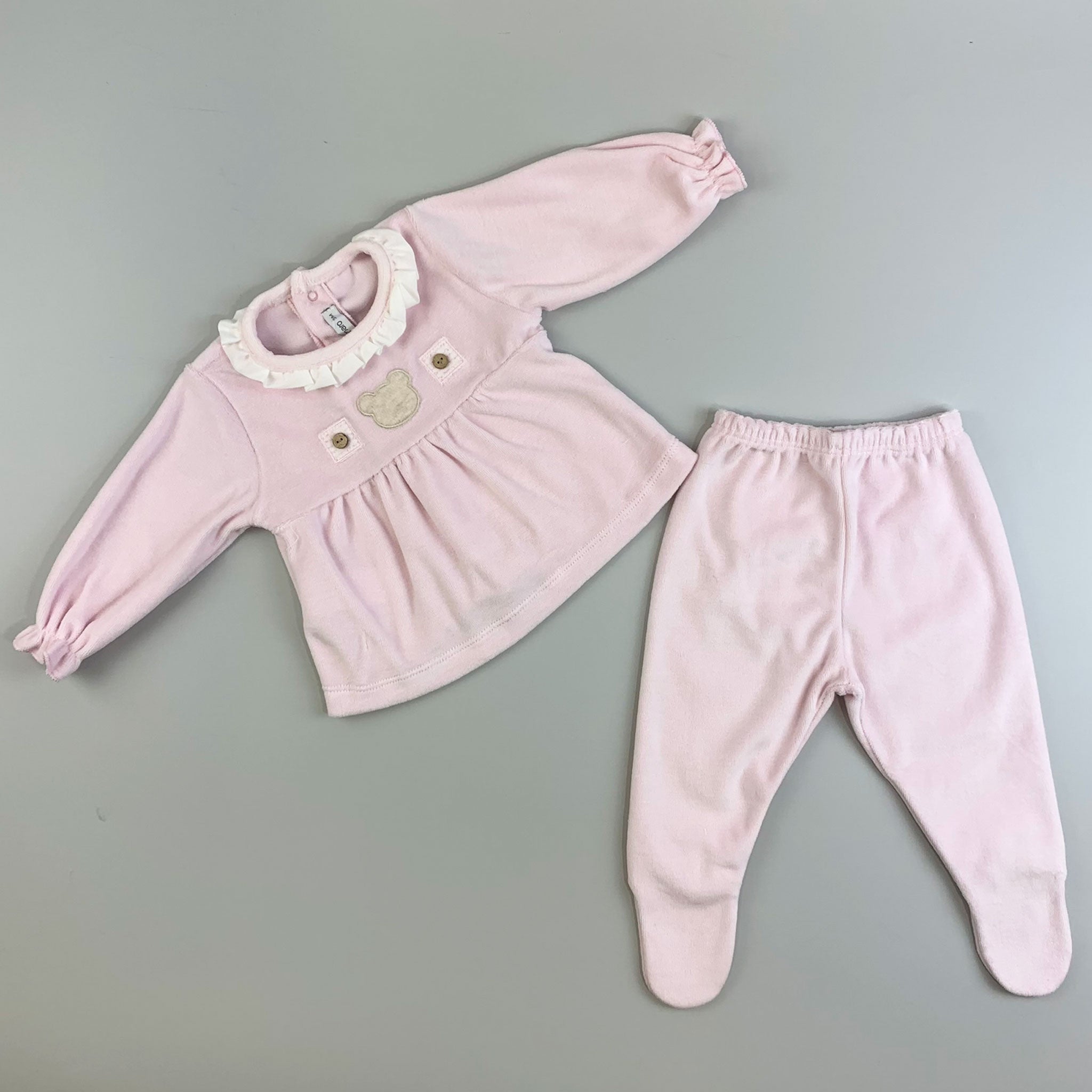 Baby Girls Two Piece Velour Sleepsuit - Pink - Calamaro 11001