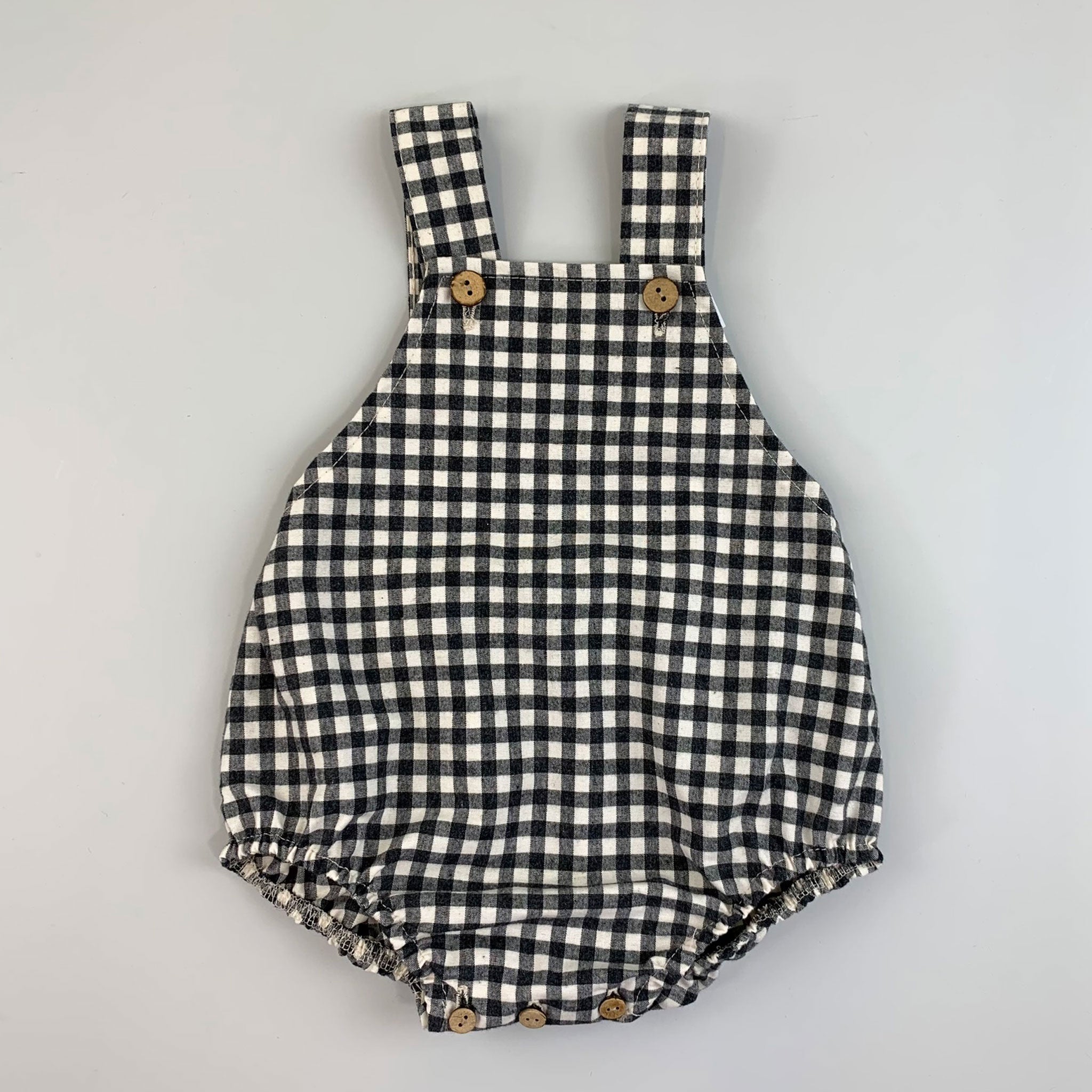 baby boys checked romper in black grey check