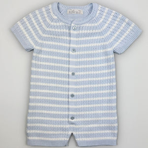 baby boys white and blue striped romper