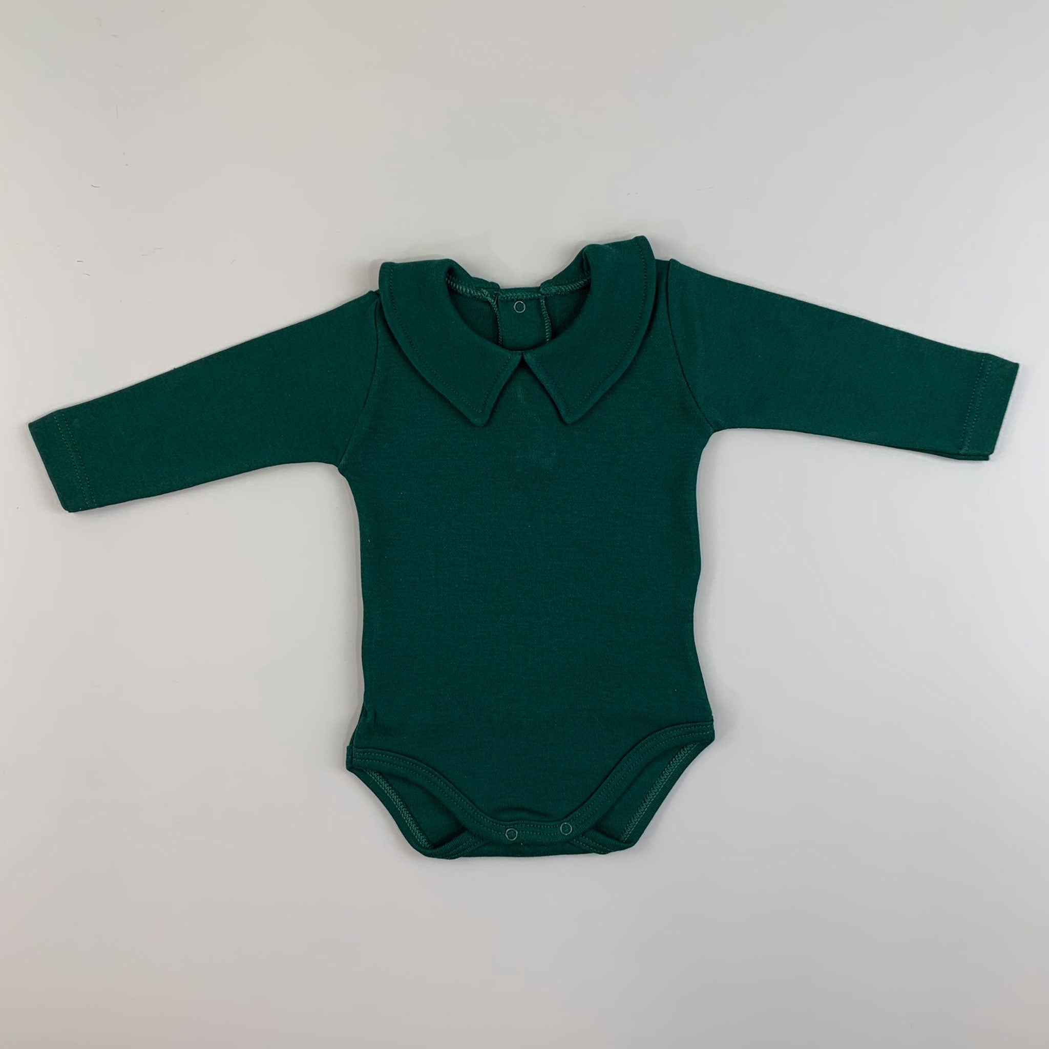 Baby Boy Body Suit / Vest with Collar - Dark Green - Calamaro 19090