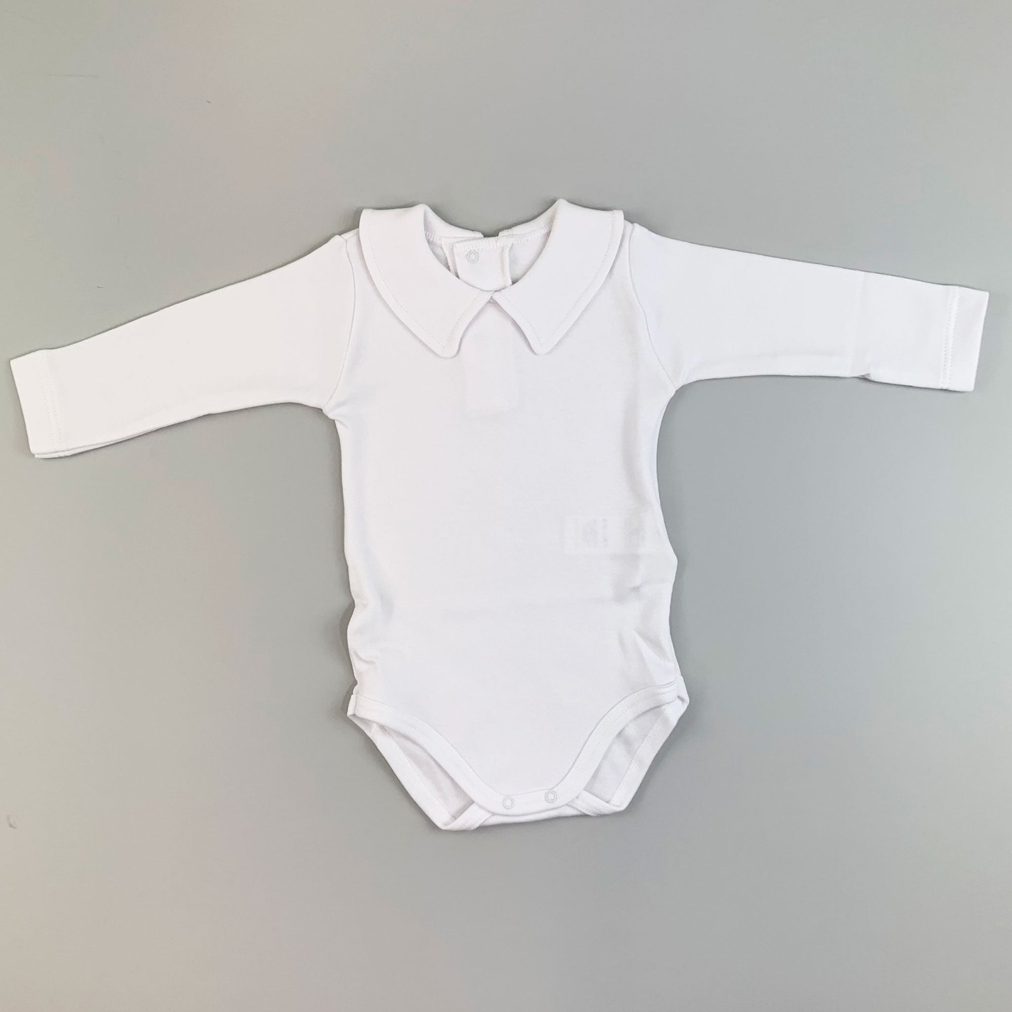 Baby Boy Body Suit / Vest with Collar - White - Calamaro 19090