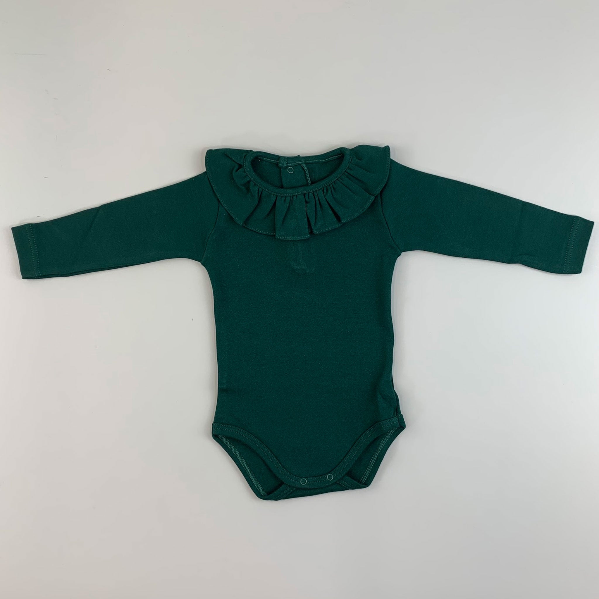 Baby Ruffle Neck Body Suit / Vest - Dark Green - Calamaro 19085