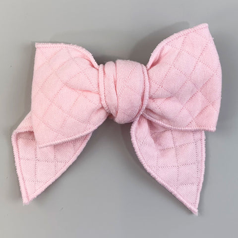 Baby Girls Pink Quilted Hair Bow - Calamaro  77079