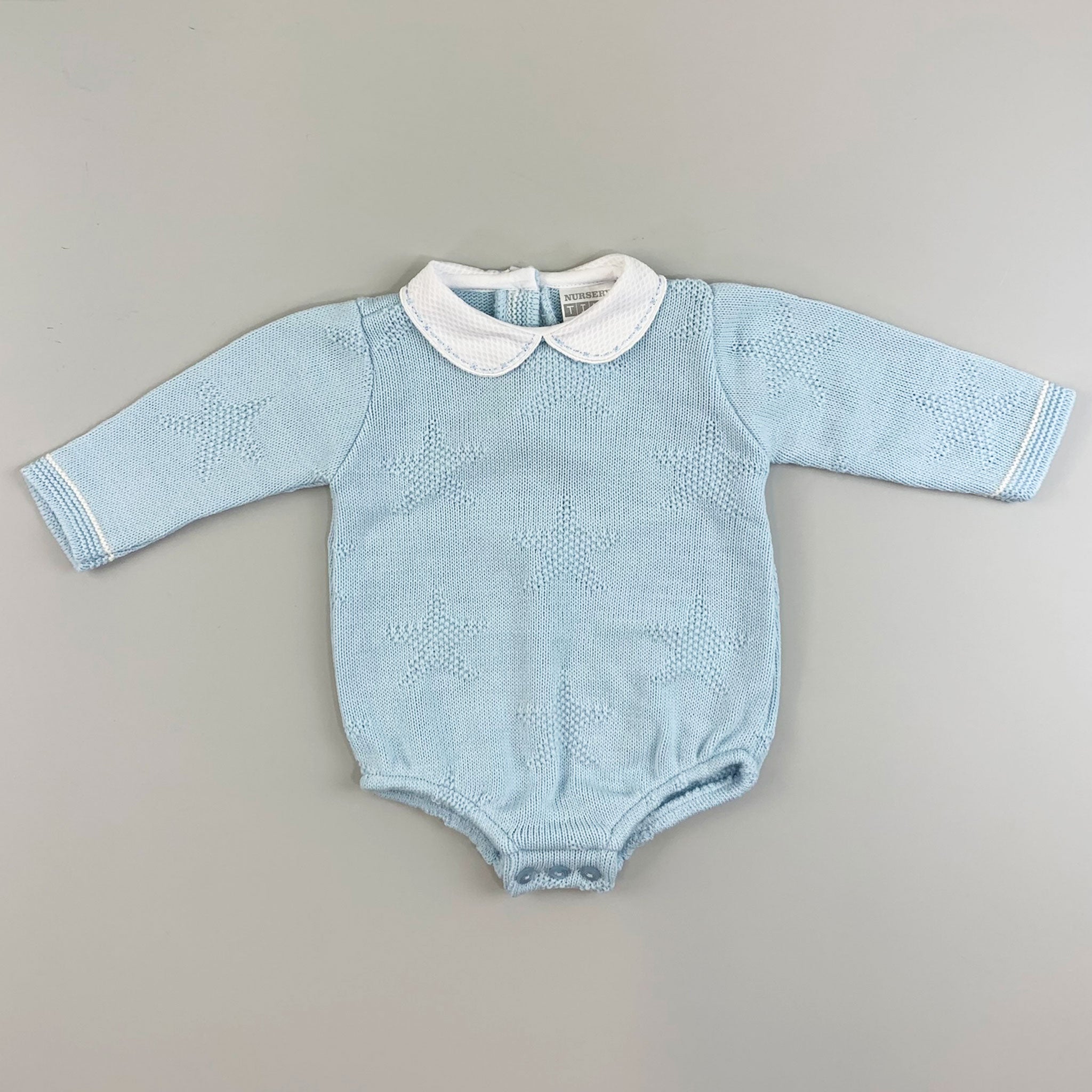 baby boys knitted romper in blue