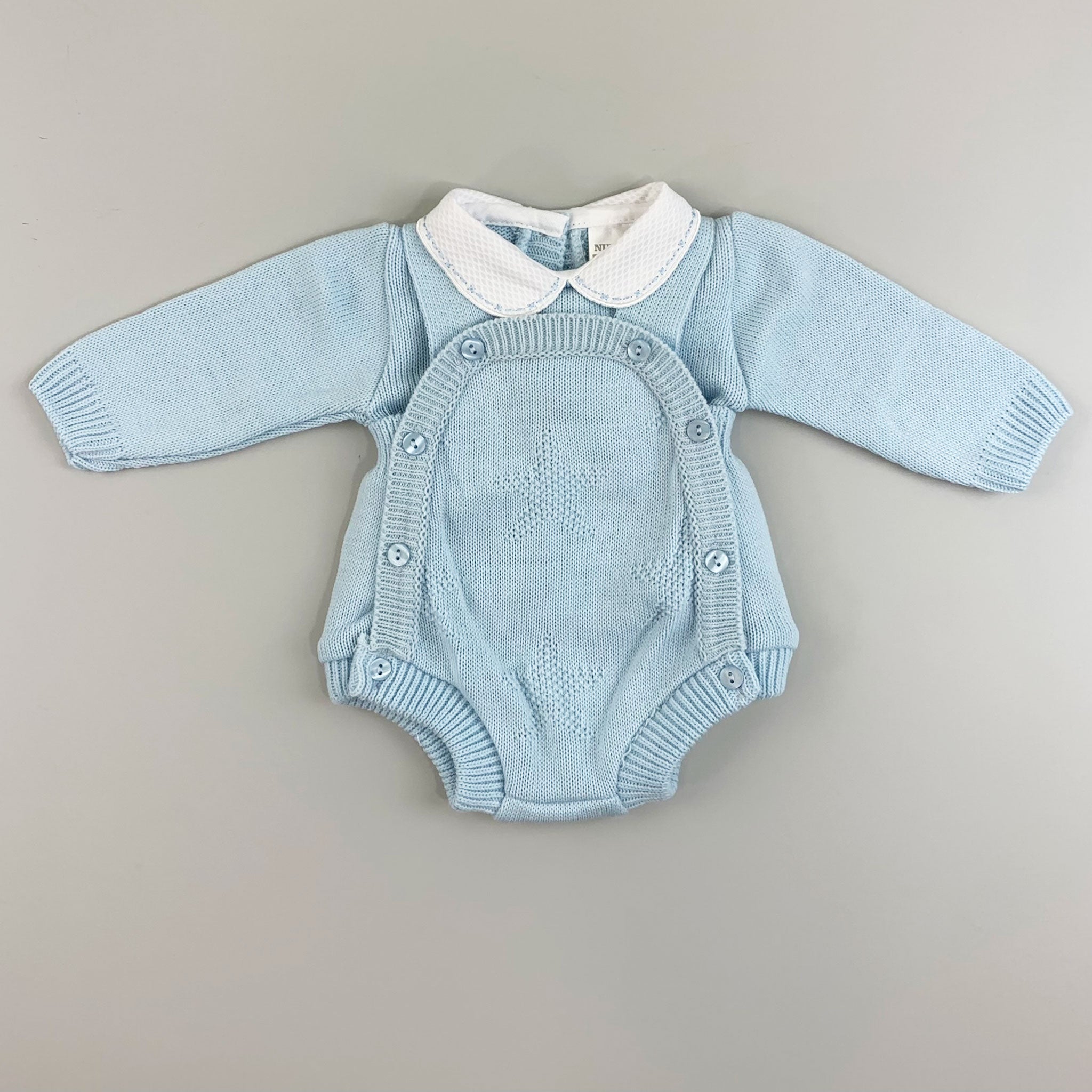 baby boys knitted 2 piece set in blue