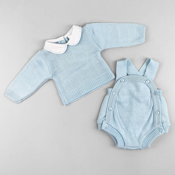 baby boys knitted 2 piece set in blue