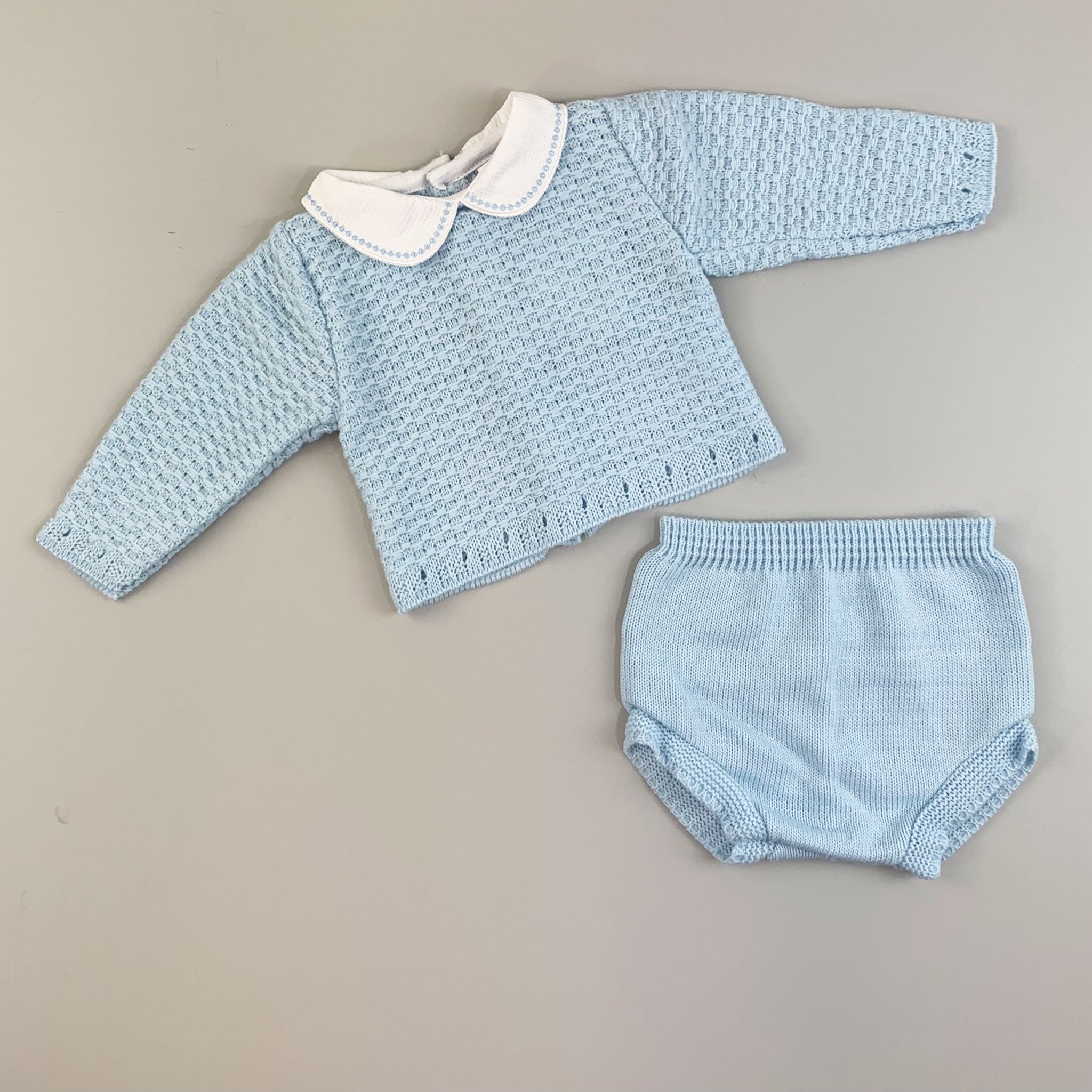 baby boys 2 piece knitted set in blue