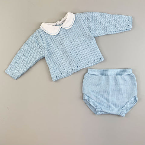 baby boys 2 piece knitted set in blue