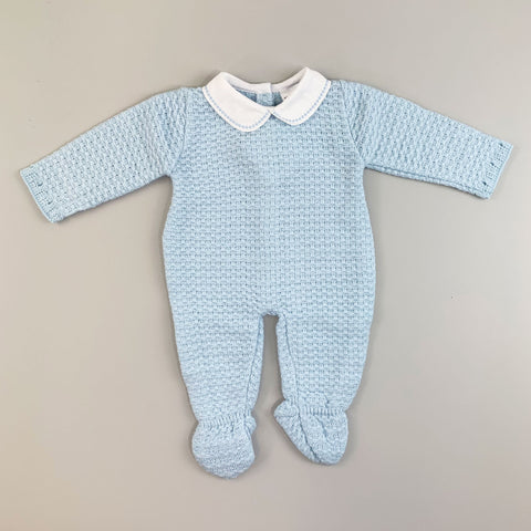 Baby Boys Knitted One Piece Outfit - Blue