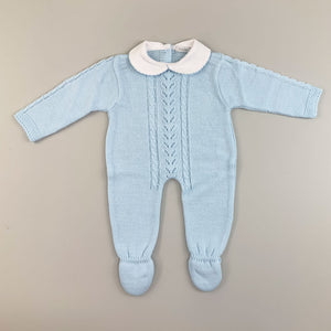 baby boys blue knitted all in one