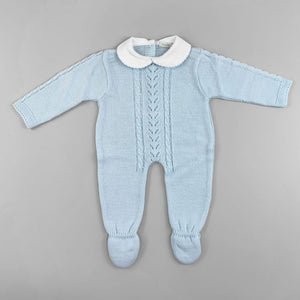 baby boys blue knitted all in one