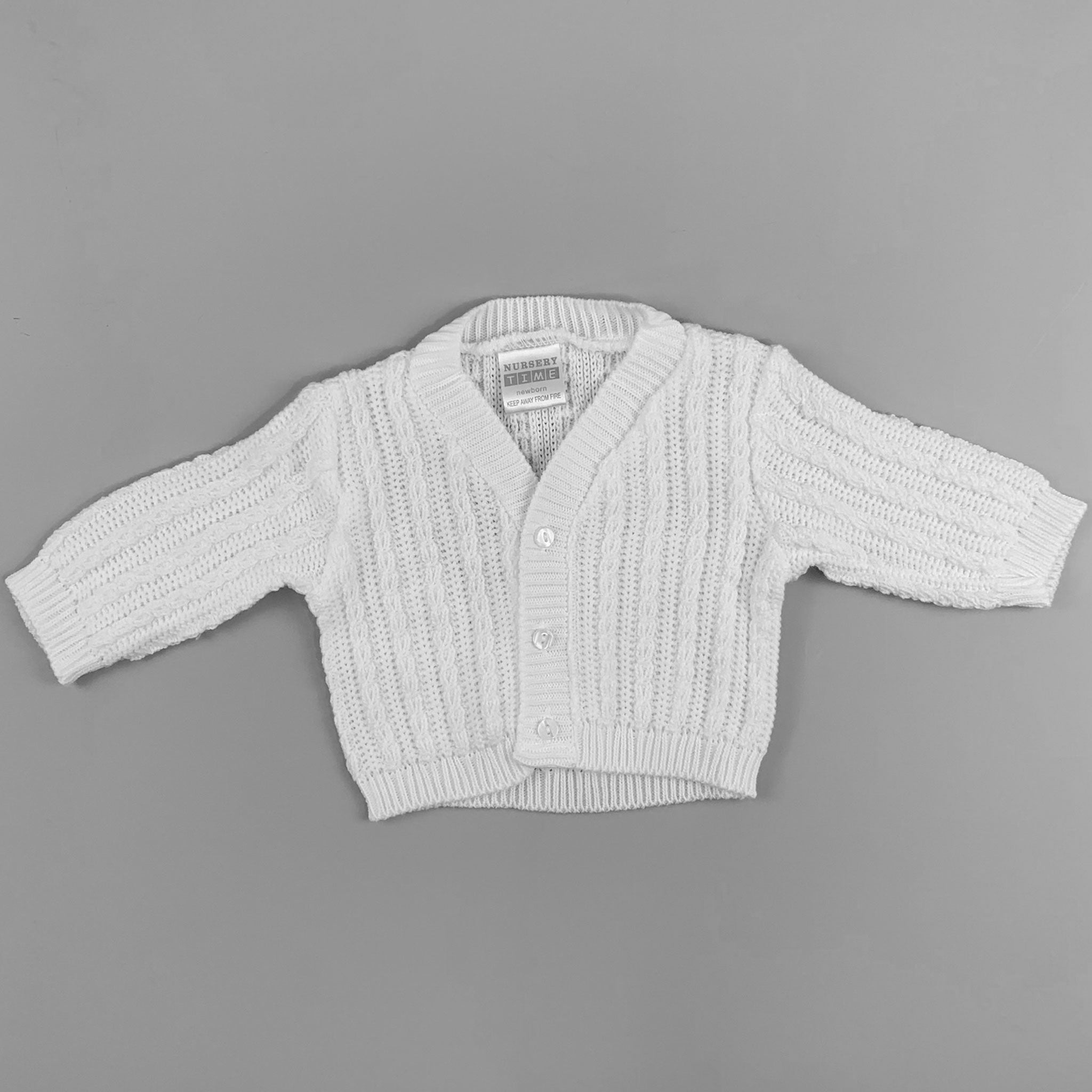 baby boys white knitted cardigan