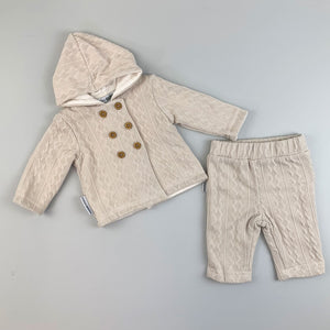 baby boys two piece knitted beige outfit