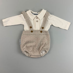 baby boys knitted 2 piece beige outfit