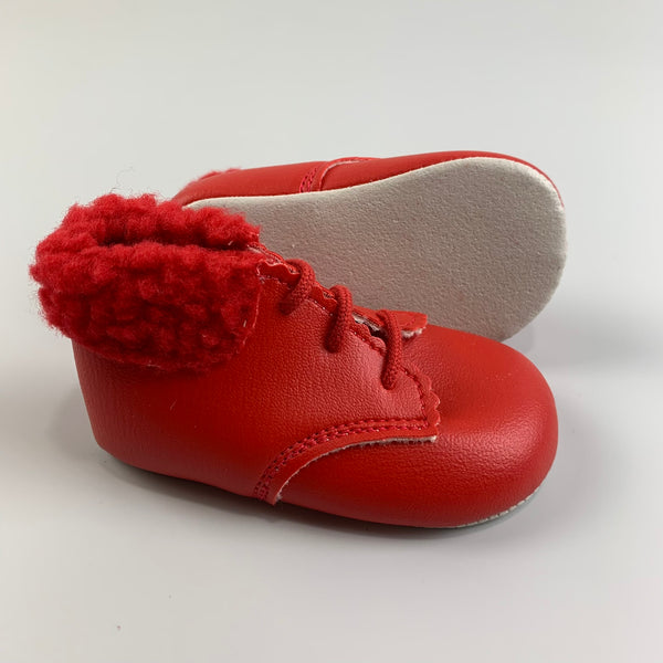 Baby Girls Matte Red Fur Boots