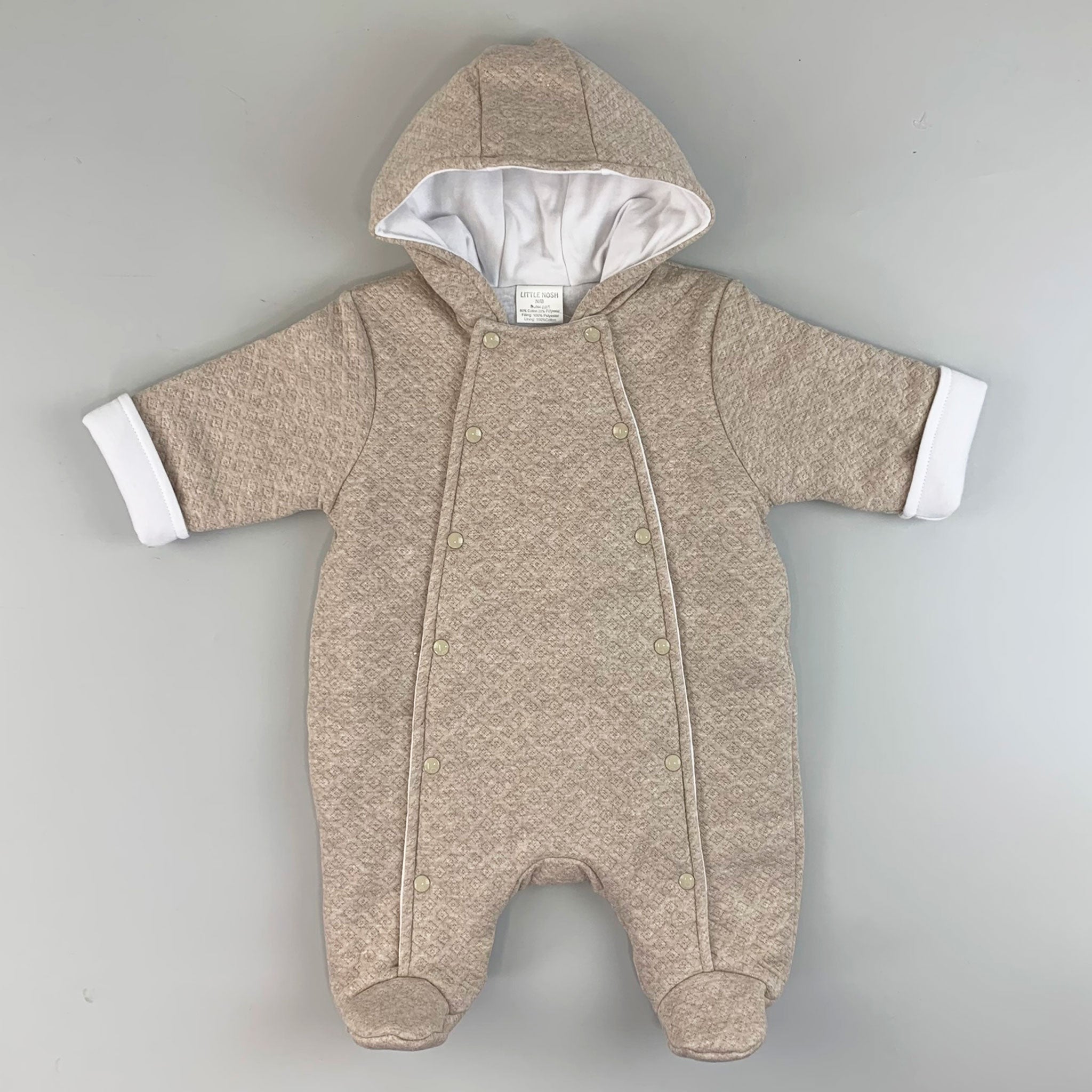 baby boys beige snowsuit