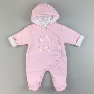 baby girls pink snowsuit