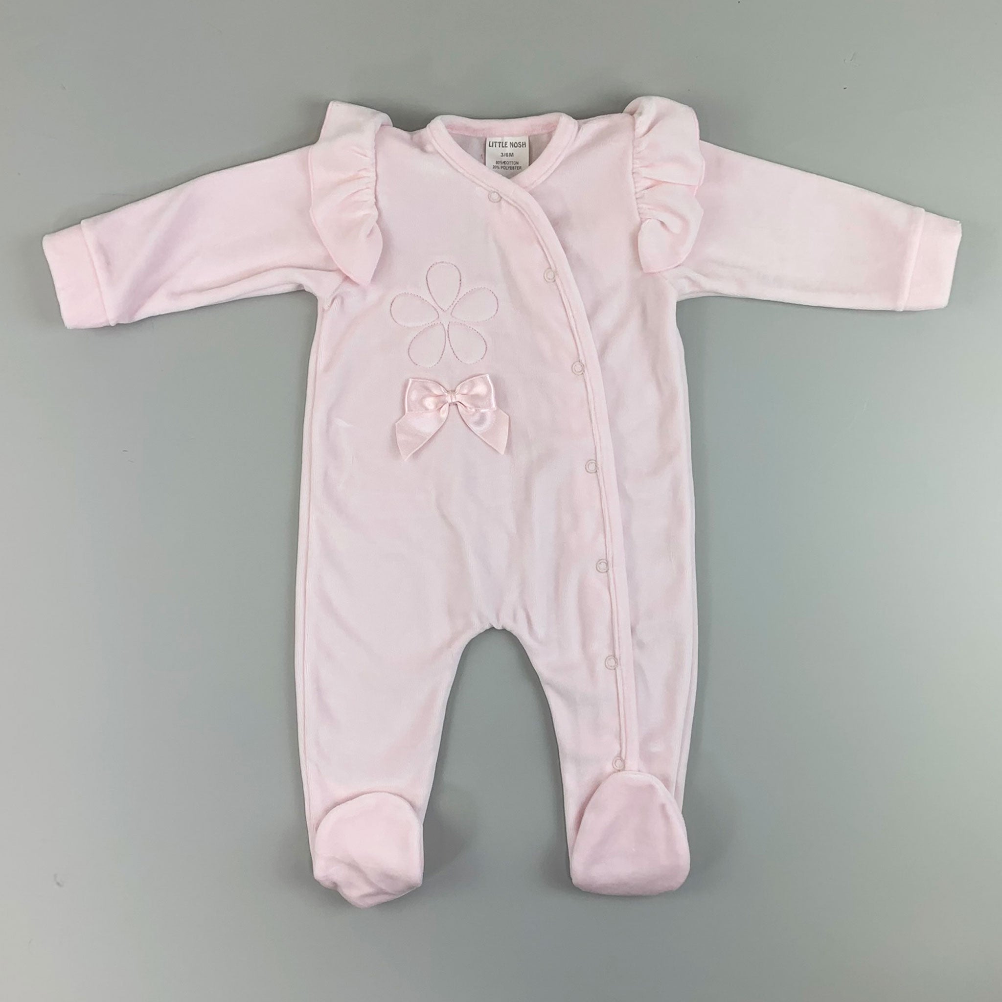 Baby Girls Pink Velour Sleepsuit - Little Nosh