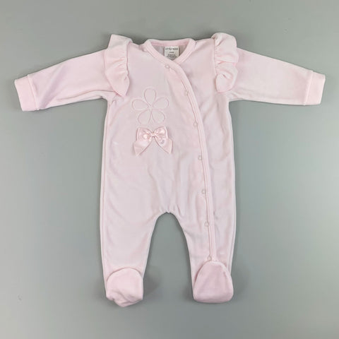 Baby Girls Pink Velour Sleepsuit - Little Nosh