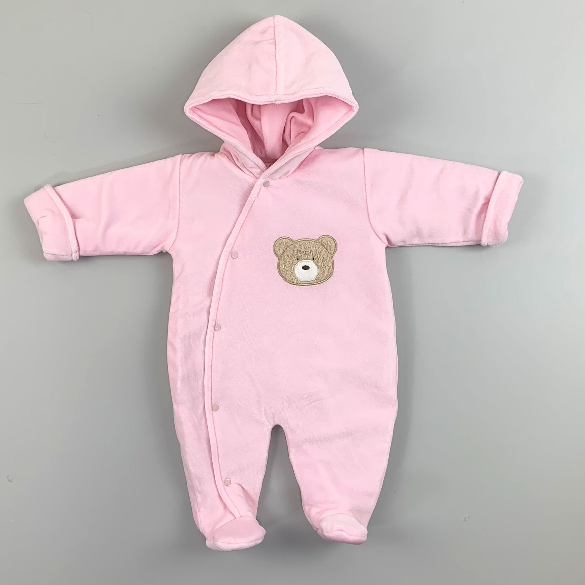 Baby Girl Velour Padded Snowsuit- Pink - Little Nosh