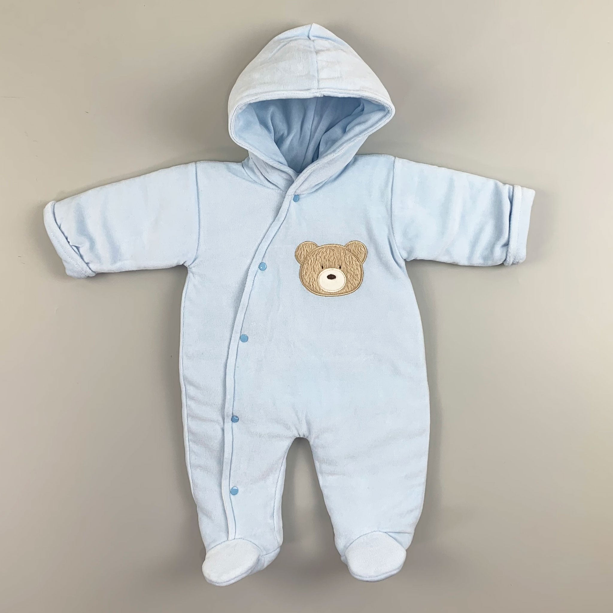 Baby Velour Padded Snowsuit- Blue - Little Nosh