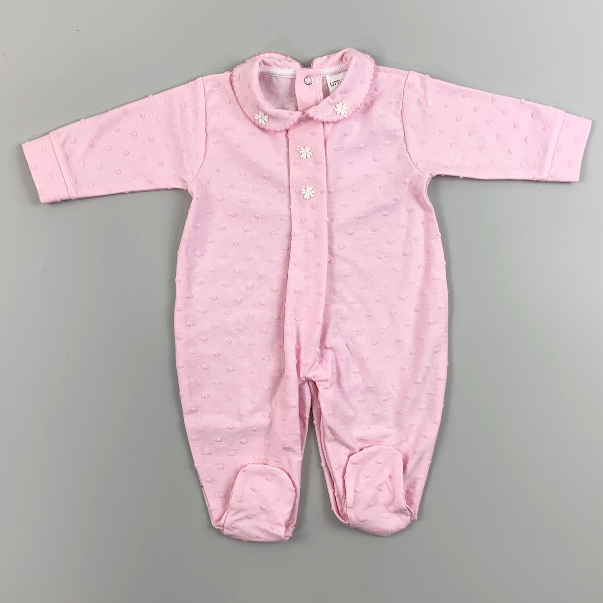 Baby Girls Pink Cotton Sleepsuit  - Little Nosh