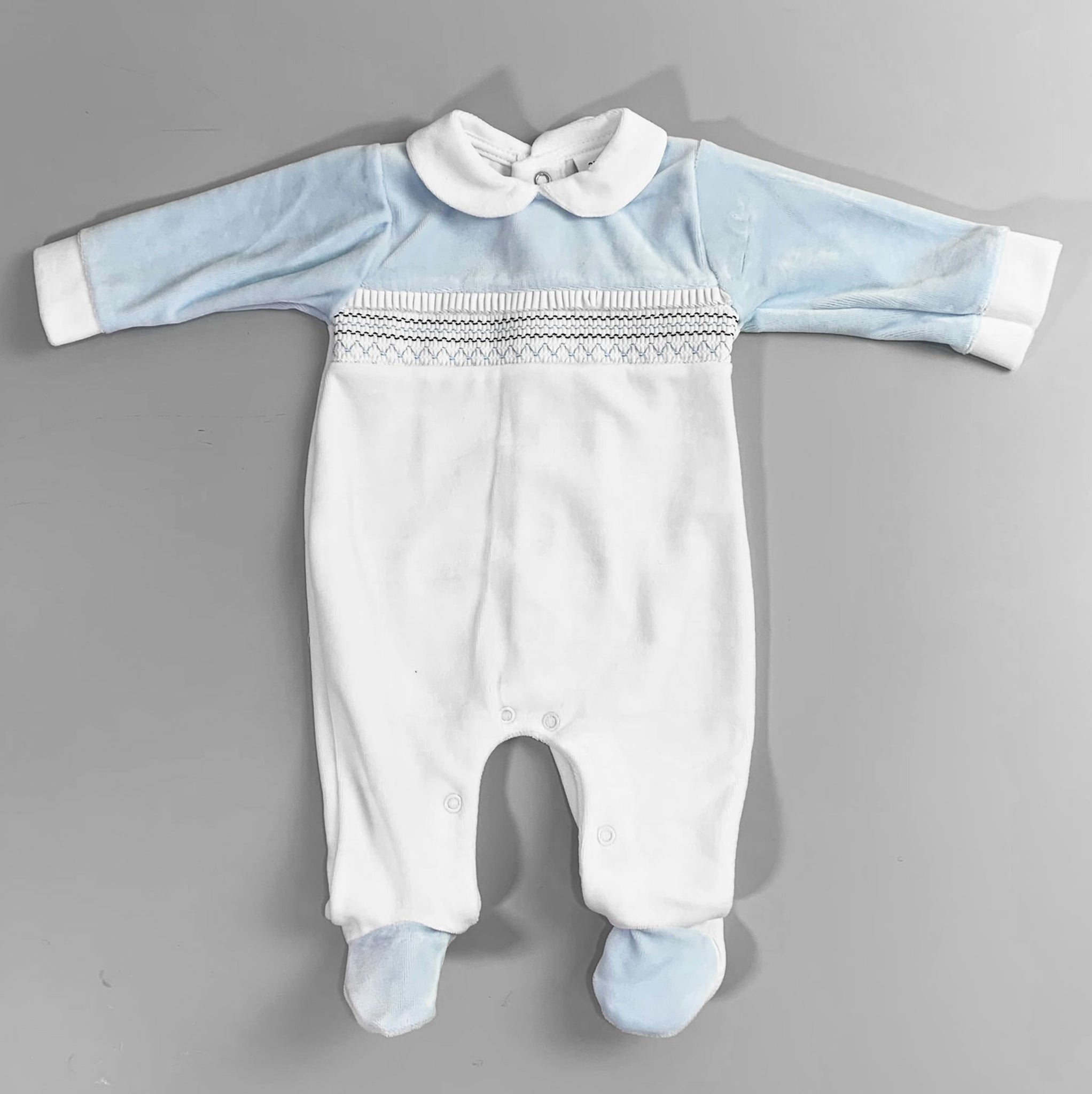 baby boys blue and white velour 