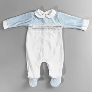 baby boys blue and white velour 