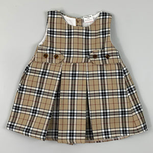 baby girl beige tartan dress