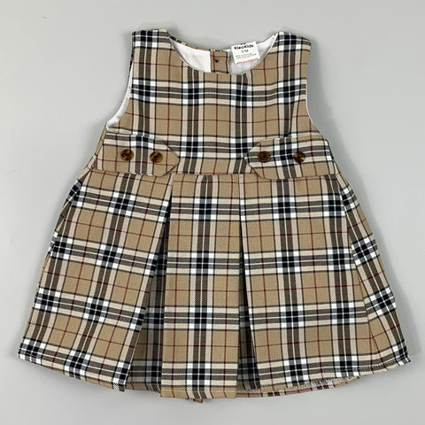 baby girl beige tartan dress