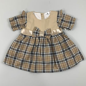 baby girl beige tartan dress