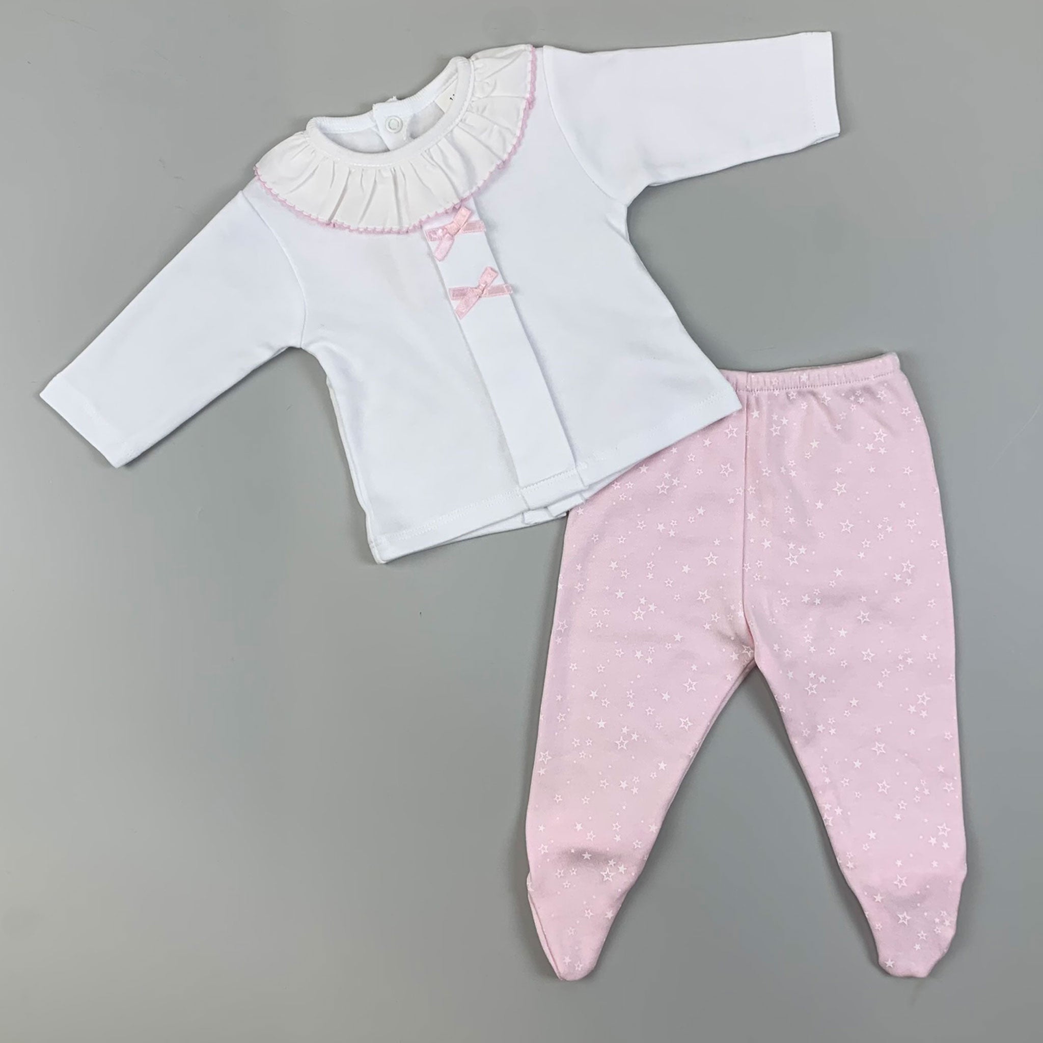 Baby Girls Pink 2 Piece Cotton Outfit Star Design