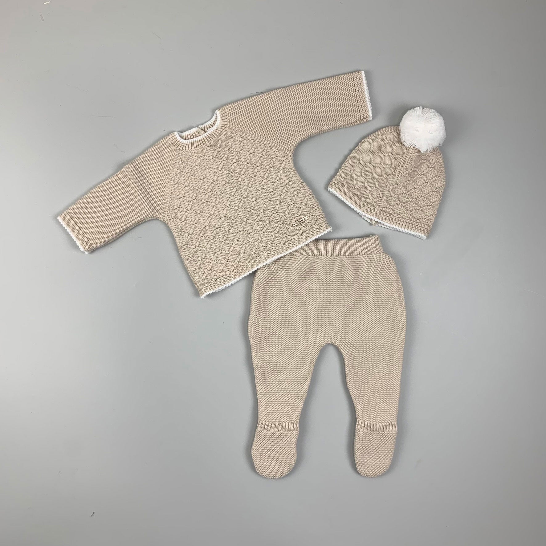 Unisex Three Piece Knitted Outfit - Beige