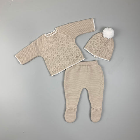 Unisex Three Piece Knitted Outfit - Beige