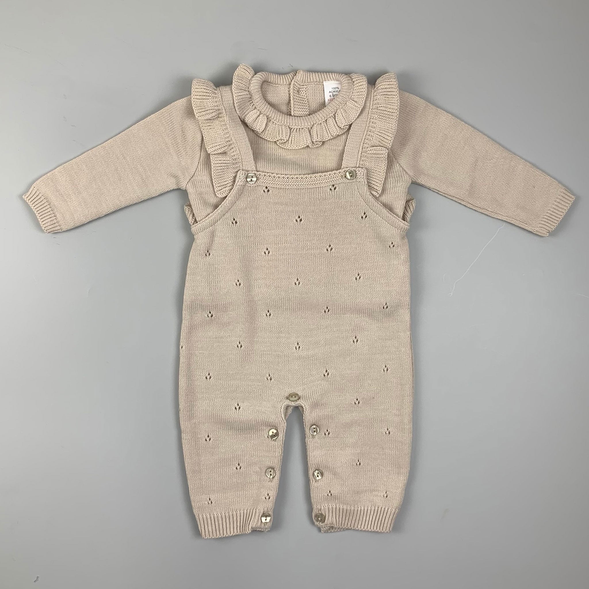 Baby Girls Dungarees & Top - Beige