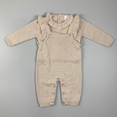 Baby Girls Dungarees & Top - Beige