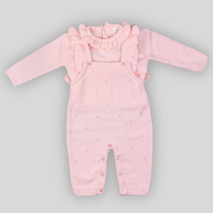 baby girl pink knitted two piece outfit