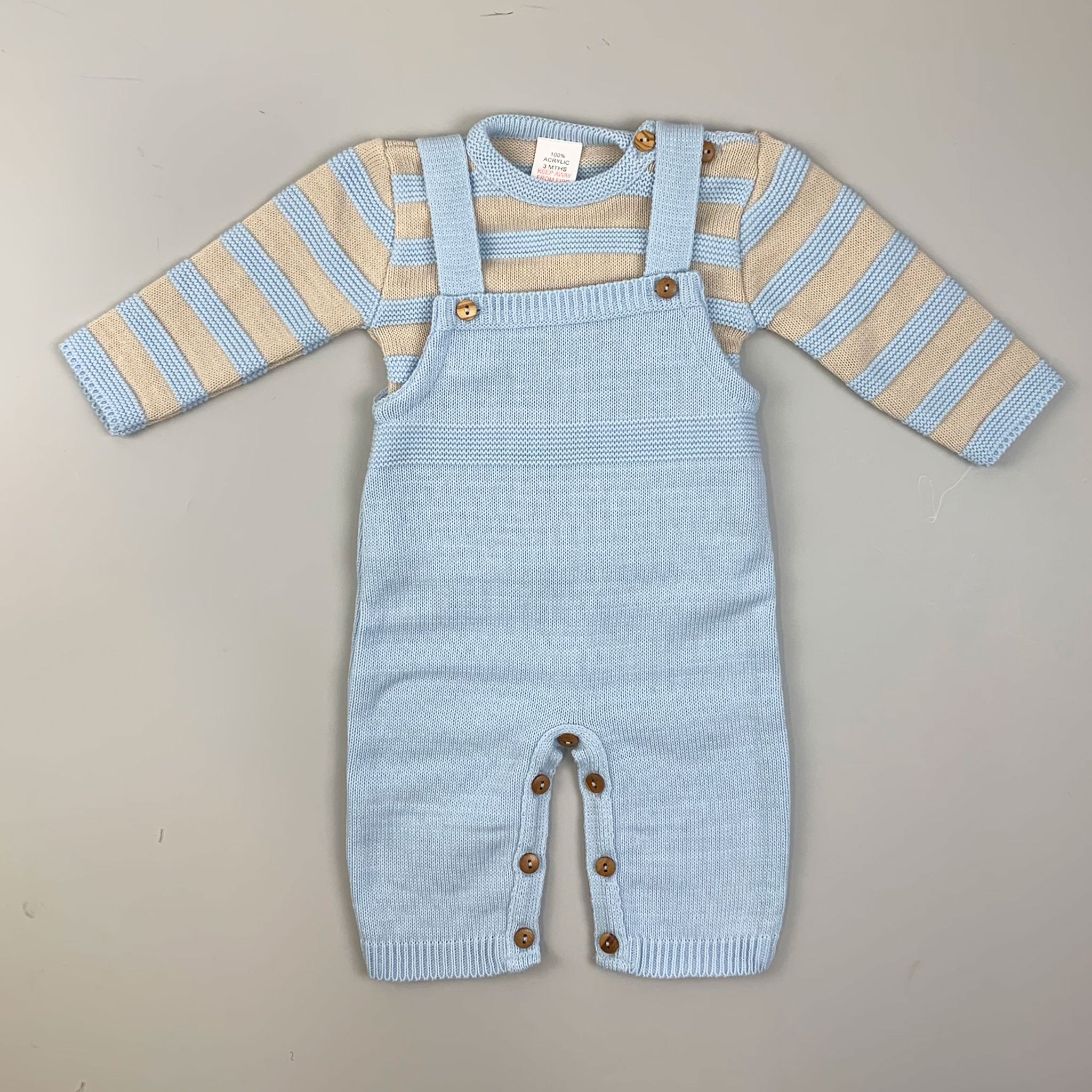 Baby Boy Dungarees & Knitted Top - Blue