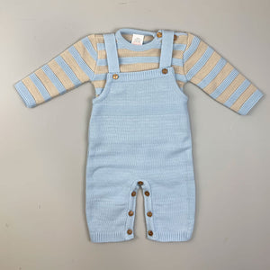 Baby Boy Dungarees & Knitted Top - Blue