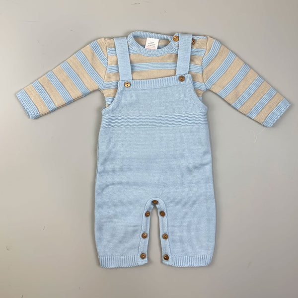 Baby Boy Dungarees & Knitted Top - Blue