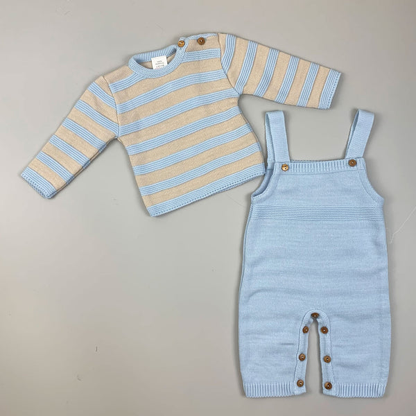 Baby Boy Dungarees & Knitted Top - Blue