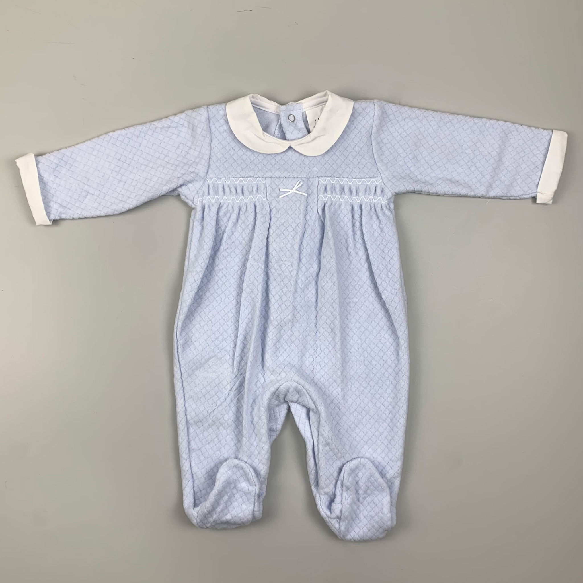 Baby Boy Velour Snuggle Sleepsuit - Blue